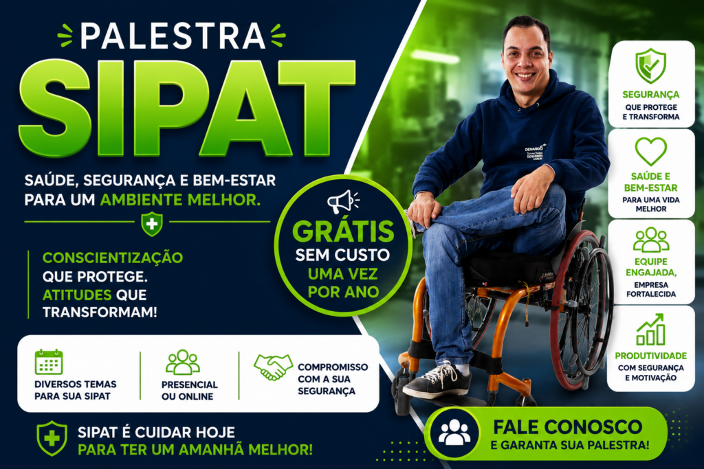 Palestrante realizando palestra SIPAT para colaboradores e alertando sobre os riscos de contratar uma palestra SIPAT grátis sem avaliar a qualidade do conteúdo.